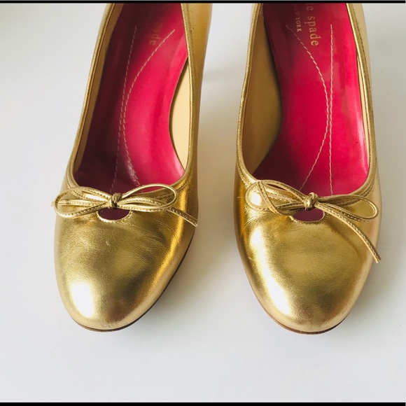 Kate spade Gold Leather Shoes Size 7B - Picture 5 of 8